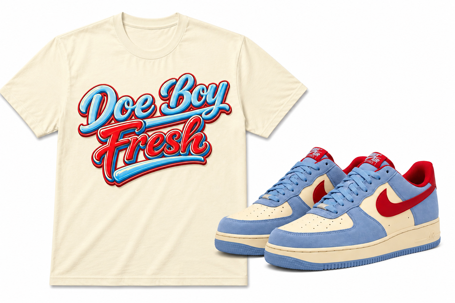 Doe Boy Fresh Tee – Sneaker Match (White / Cream)