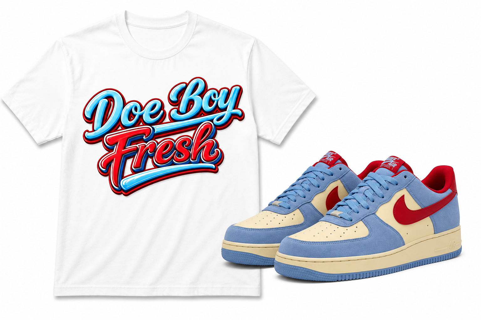 Doe Boy Fresh Tee – Sneaker Match (White / Cream)