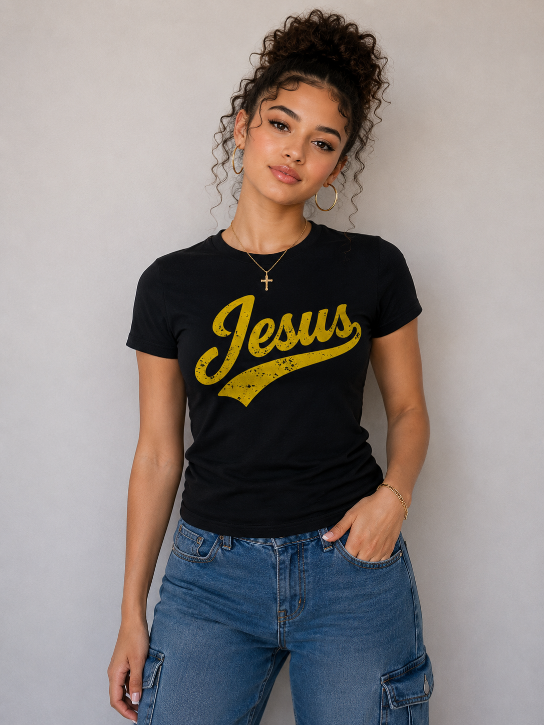 Jesus Baseball Script Graphic Tee