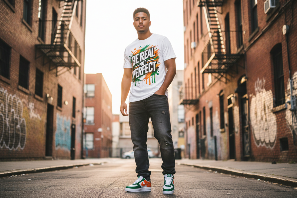 Be Real Not Perfect - On Model Mockup