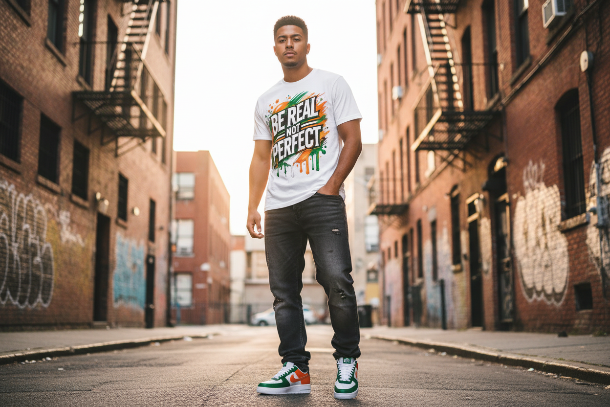 Be Real Not Perfect - On Model Mockup