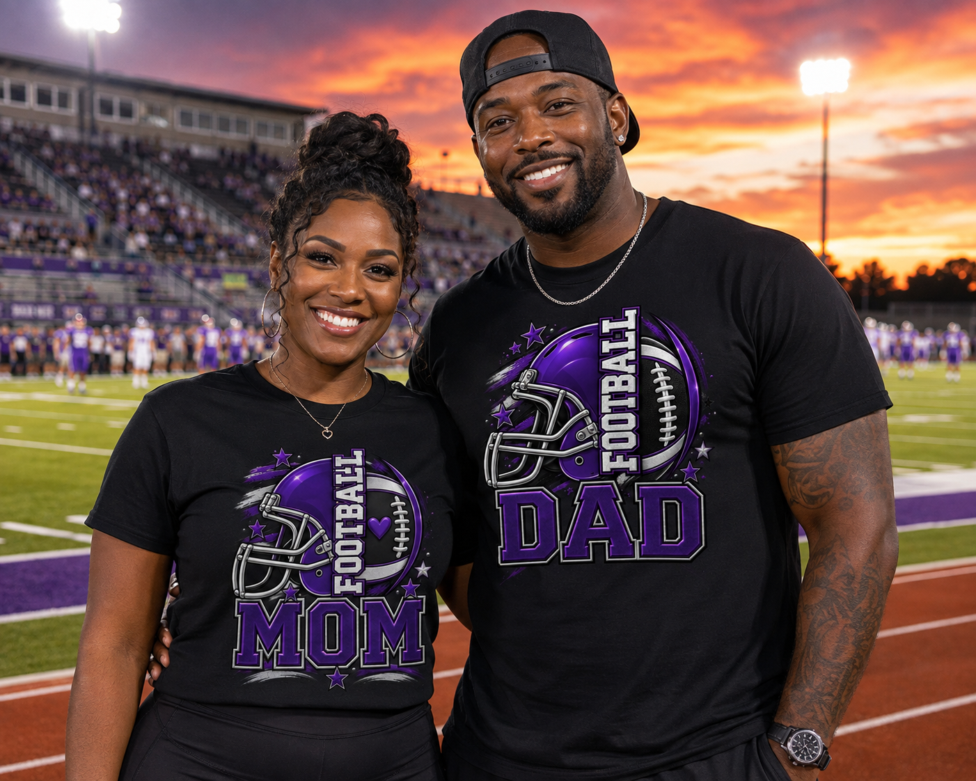 Football Mom and Dad My Heart is on That Field graphic tee – green colorway