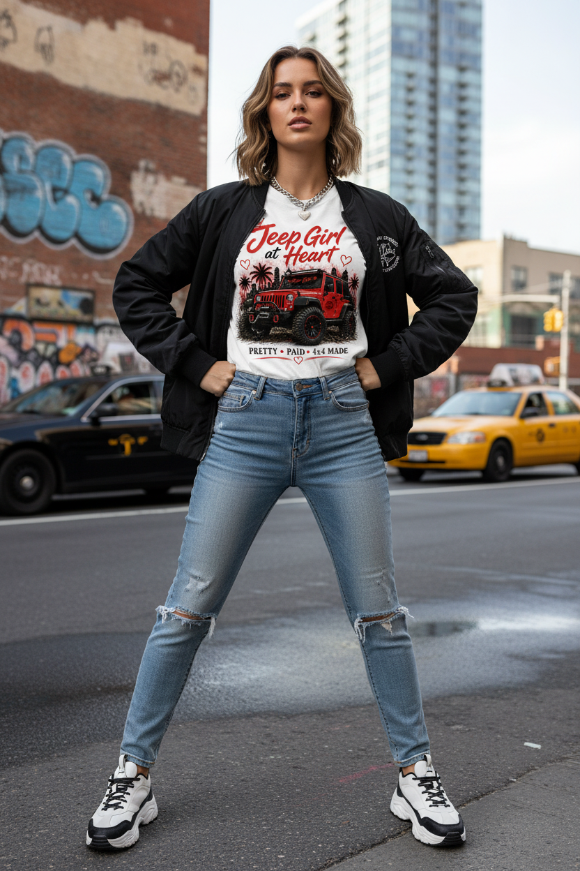 Jeep Girl at Heart – White Shirt Model Mockup