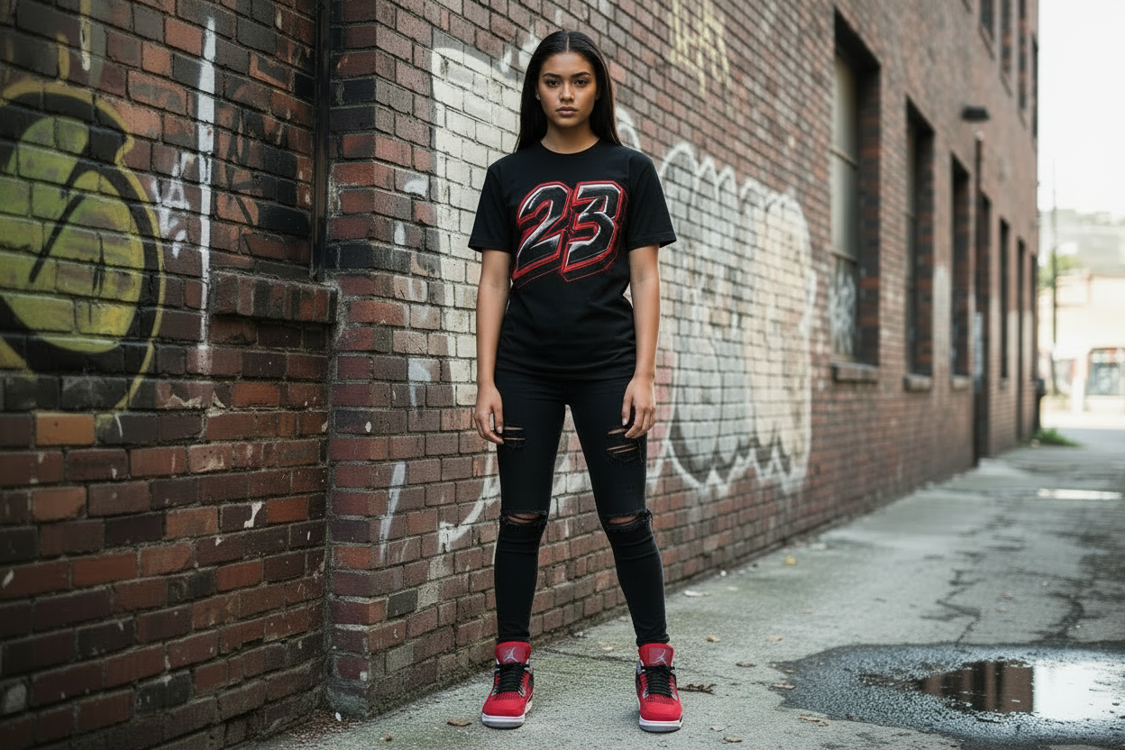 Number 23 Graphic Tee - Female Model